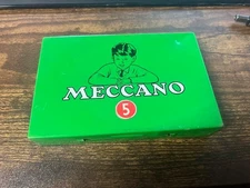 Meccano Erector Small Parts Tin - Green #5  Some parts inside