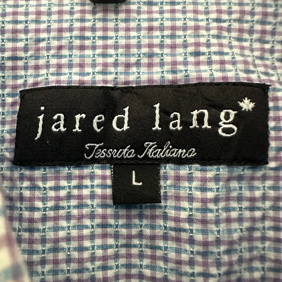 Jared Lang Shirt Men's Large Geometric Seersucker Short Sleeve Button Up Casual - Image 2 of 4