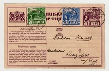 NETHERLANDS INDIES, 1938 UPRATED POSTAL CARD BALLIKPAPAN, KALIMANTAN (BORNEO)