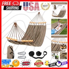Double Hammock with Curved Spreader Bar - 450lbs Capacity for Outdoor Relaxation