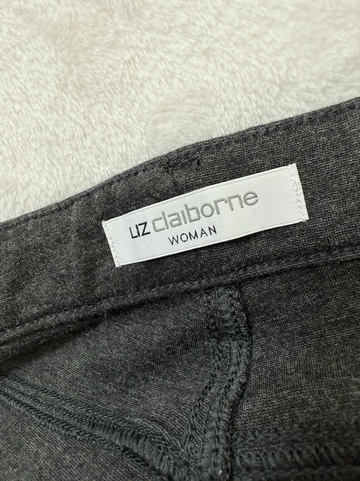 Liz Claiborne Pants 16W Short Womens Charcoal Gray 5 Pocket 16WS Knit Plus Size - Image 4 of 4