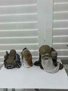 Chinese figurines Immortal Deitie Shou Xing Lao and Budai Good Fortune longevity