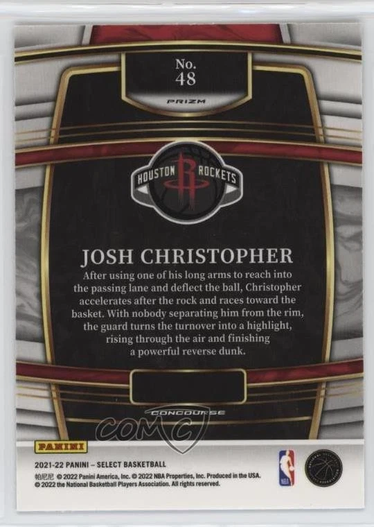 2021 Panini Select Concourse Tiger Stripes Prizm Josh Christopher #48 Rookie RC - Image 2 of 2