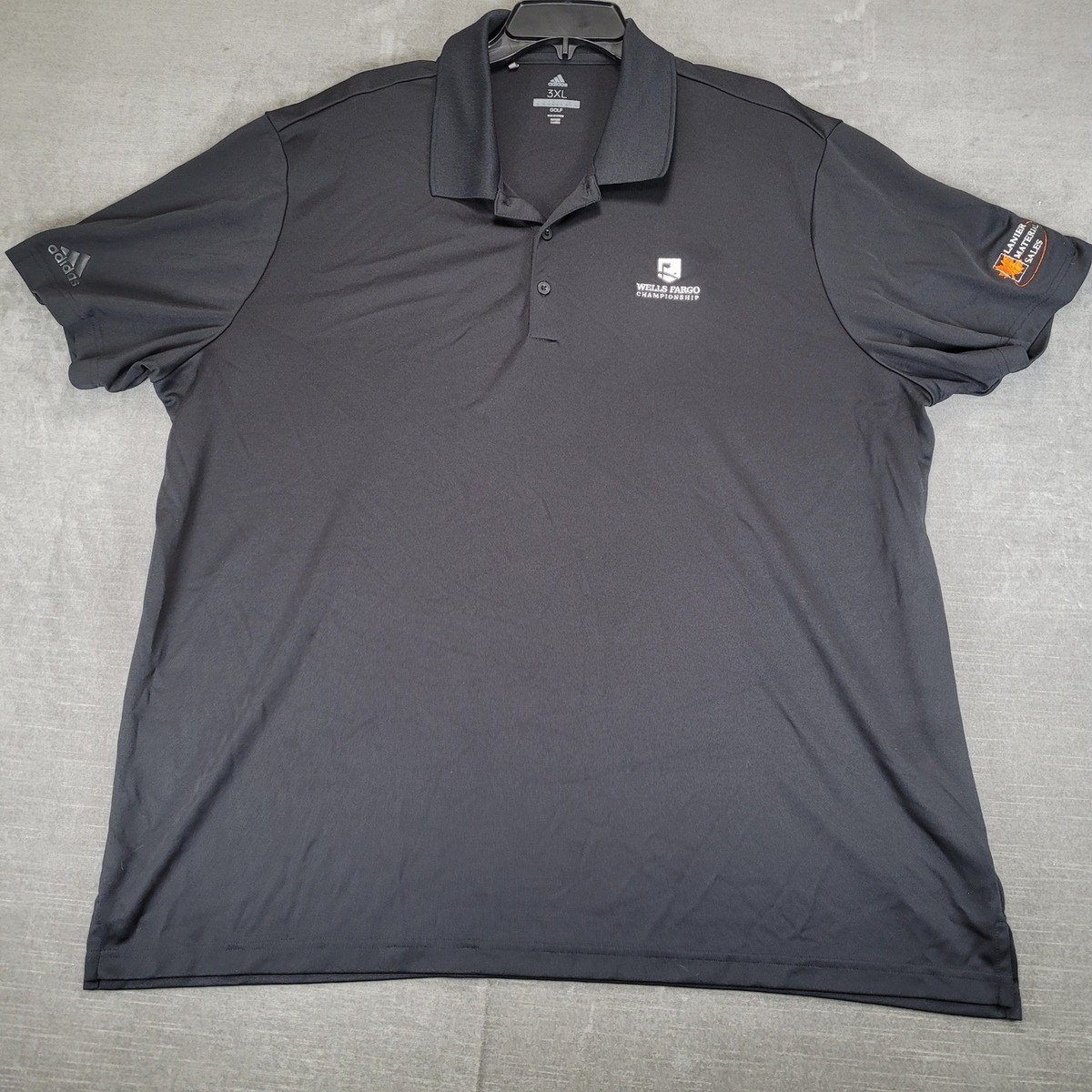Adidas Golf Mens 3XL Black Wells Fargo Championship Polo Shirt