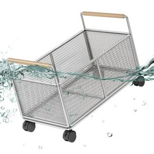 Laundry Basket Cart Dirty Clothes Hamper Metal Wire Practical under Sink