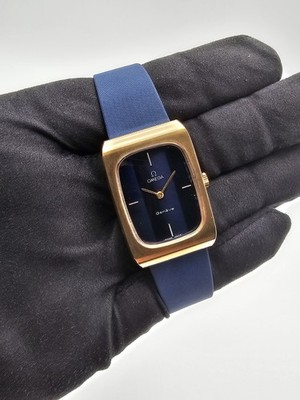 Omega Geneve Tank blue Navy Holo Dial Handaufzug Mint