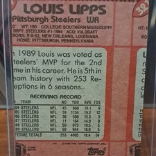 1990 Topps Louis Lipps Pittsburgh Steelers #184 Football Trading Card Miscut