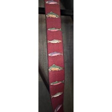 Vintage 1992 Anglers Expressions Trout Fish Suspenders Burgundy Made in USA Men
