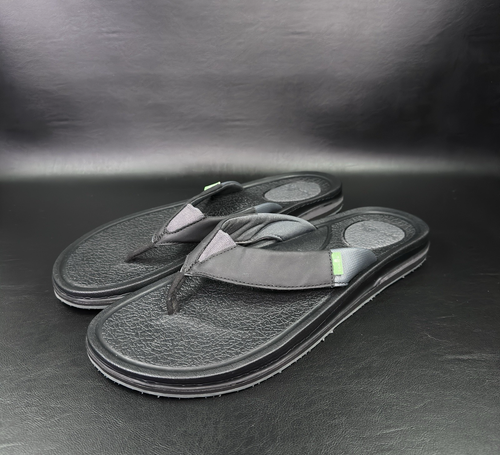Sanuk Herren Größe 14 Bier gemütlich 3 schwarze Flip Flops Strand Slipper Sandalen-Komfort