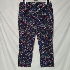 Size 10 - TALBOTS Curvy Navy Blue Pants - Pink/BLue/Green Floral - Stretch