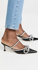 $1,023 MRSP | MACH & MACH - 65mm Double Bow Patent Mules | Black | EU 41 / US 11