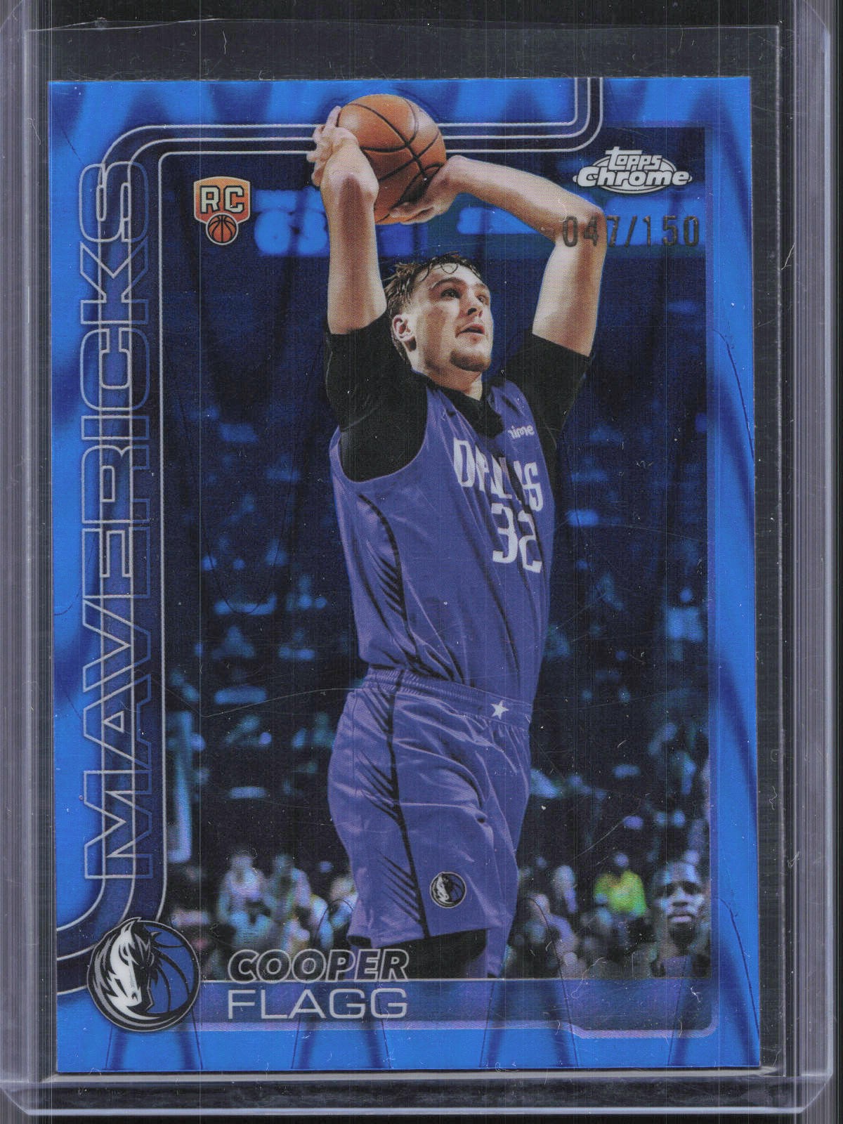 2025-26 Topps Chrome #251 Cooper Flagg Blue Raywave Refractor #/150 RC