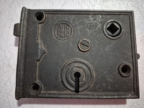Antique Cast Iron Rim Surface Door Lock With Night Latch & Key For Restoration - Picture 4 of 14