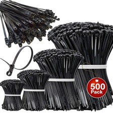 500Pcs Zip Ties Assorted Sizes Black Zip Ties with Screw Hole 100Pack 4/6/8/1...