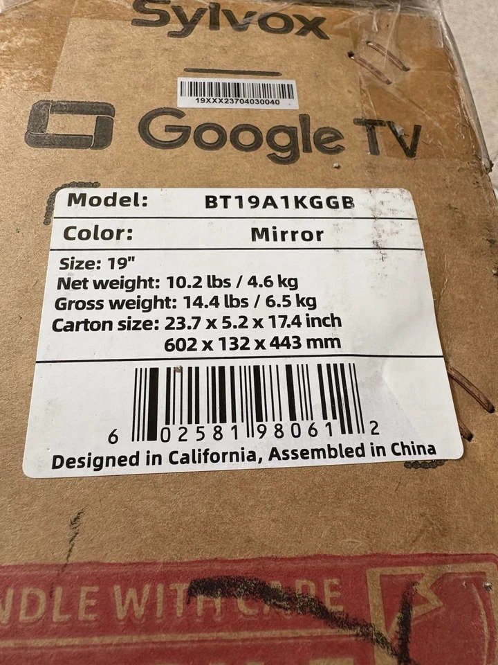 New Sylvox 19'' TV Mirror Bathroom IP66 Waterproof 1080p Smart TV Wall Mount Box - Image 4 of 4