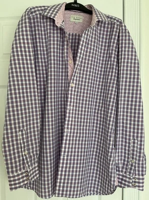 Ted Baker Endurance Pink/purple Check Shirt Size 16.5” - Image 1 of 4