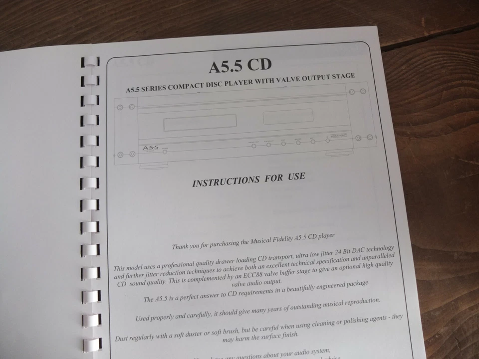 Musical Fidelity A 5.5 CD Bedienungsanleitung TOP !!! Reinschauen !!! - Bild 2 von 2