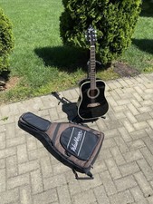 Oscar Schmidt Og1blh 3/4 Size Dreadnought Black Acoustic Guitar W/ Case Nice !!