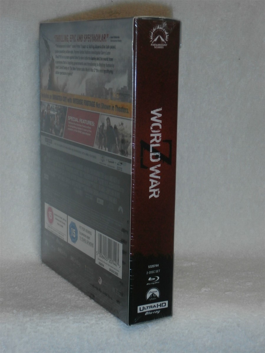World War Z (2-Disc) (4K/Blu-ray, 2024, STEELBOOK) NEW Brad Pitt