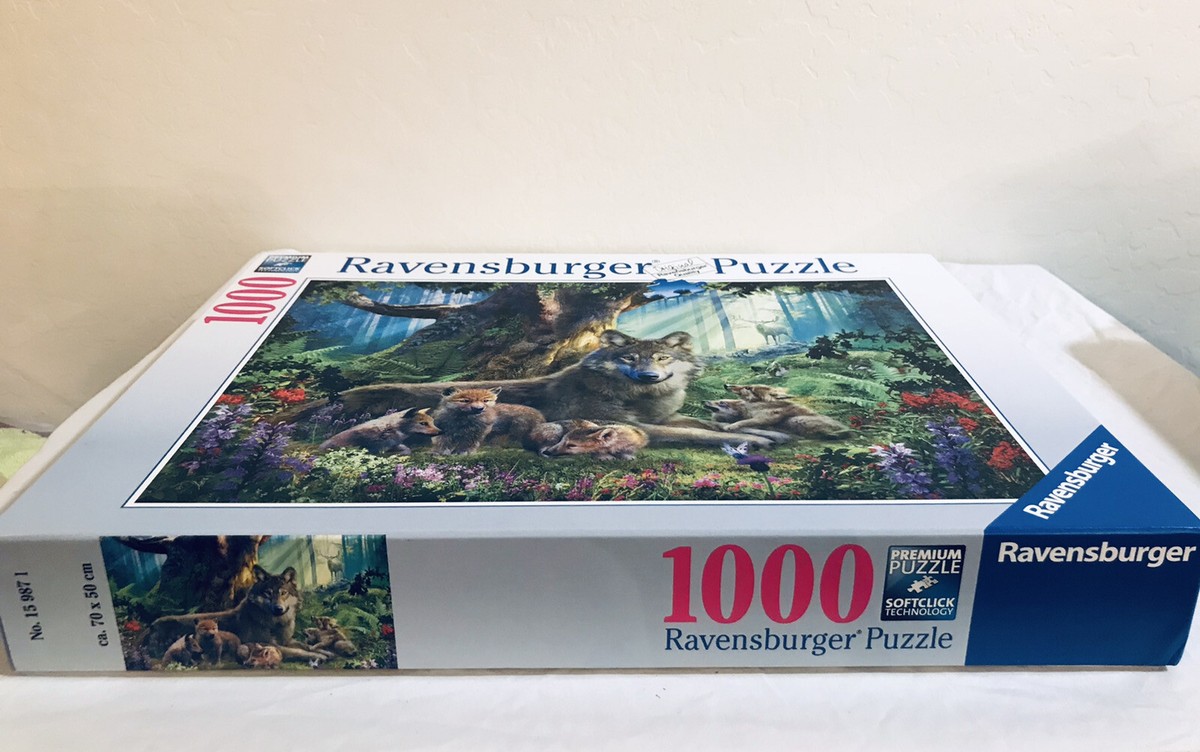 Vintage Wolves In Forest 1000 Piece Wooden Puzzle - Rounded Corner Adult Puzzle