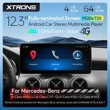 12,3" Android Autoradio f&uuml;r MERCEDES W176 C117 NTG4.5 8-Core 4+64GB GPS Navi IPS