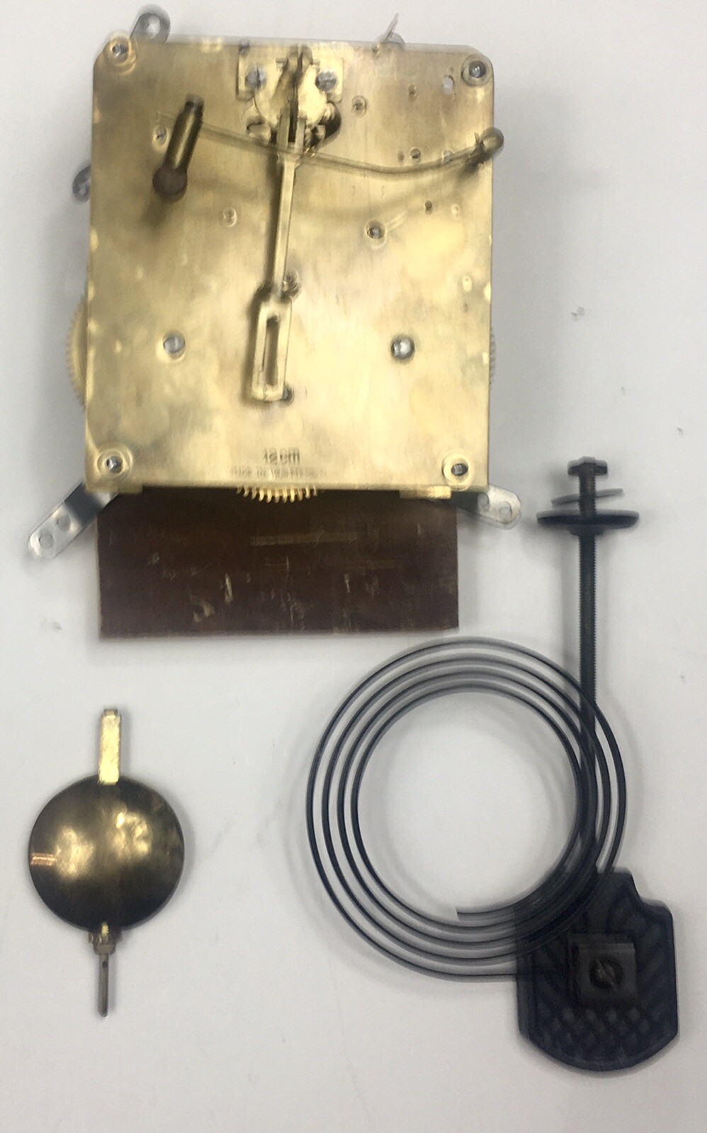 Wurttemberg German Mantle Clock Strike Movement With Hands, Gong, And