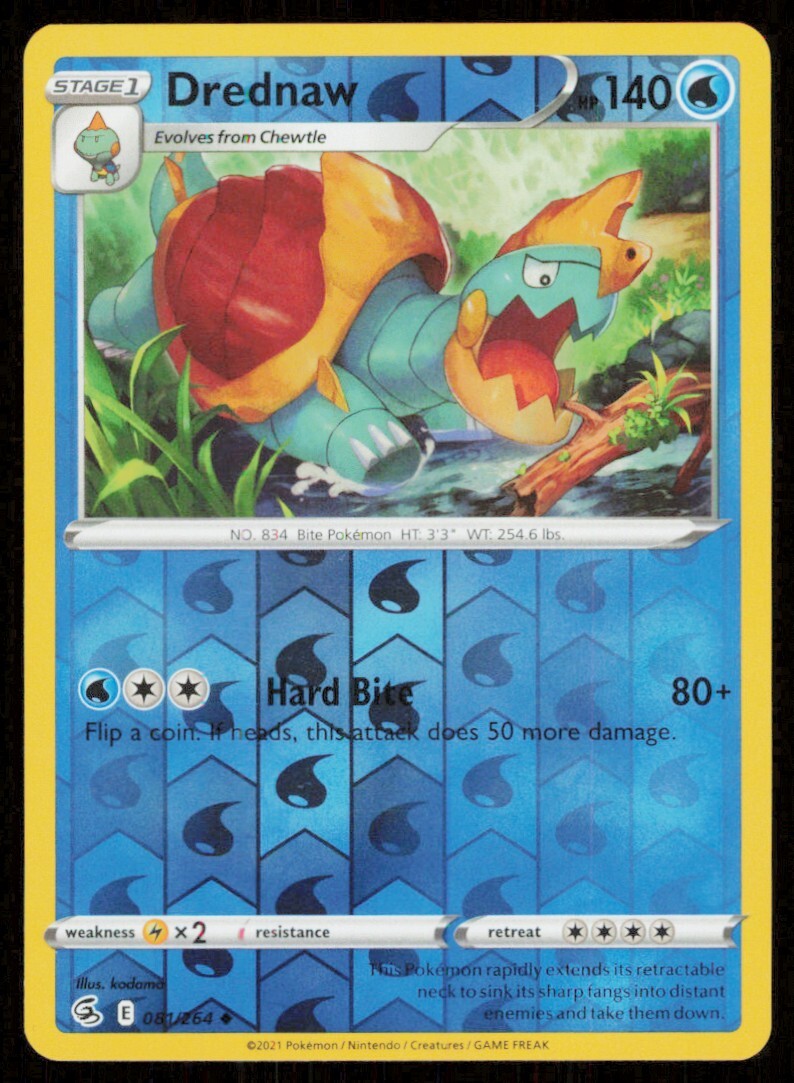 Drednaw #081/264 Reverse Holo 2021 Pokemon Fusion Strike LP