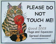 Maine Coon cat art show pen signs from original painting by Suzanne Le Good