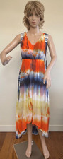 SIMPLY VERA WANG white tie dye maxi dress with orange blue yellow NWT PS / XS