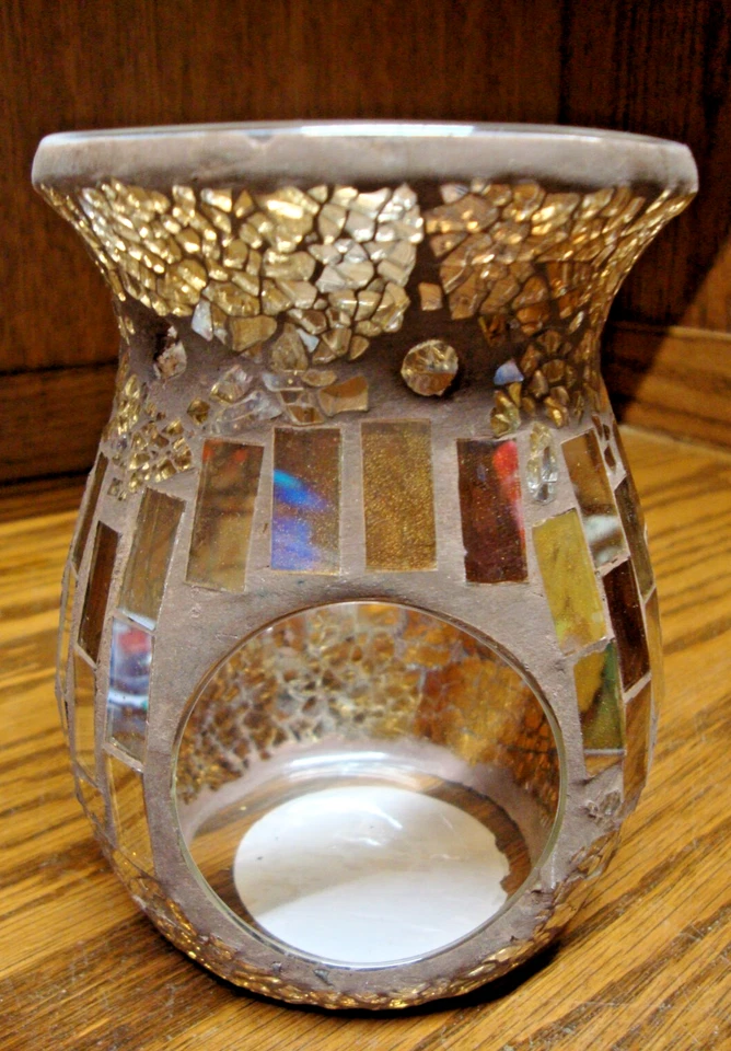 Pier 1 Mosaic Stained Glass Candle Holder Round Votive Tealight H 5.5" D 4"  i27 - Image 4 of 4