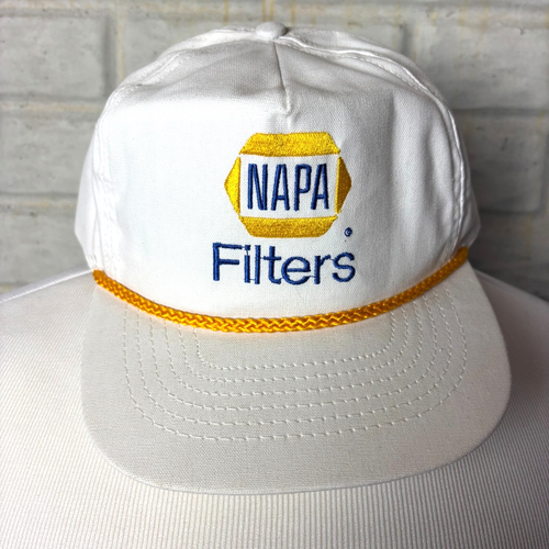 Napa Filters Auto Parts Ball Cap Baseball Hat White - Yellow Rope Strap Back