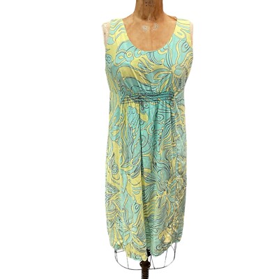 Iolani Hawaiian Aloha Green Blue Floral Pleated Midi Dress Womens Size XS |  eBay