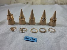 Gold Rhinestone Small Midi Ring Set of 15 Stack  Rings Mixed Designs JUL279