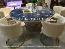 Blue Agate Coffee & Dining Center Table Top, Round Hallway Christmas Sale