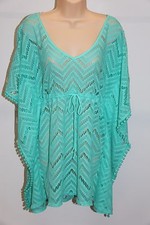 NWT Miken Swim Swimsuit Cover Up Dress Tunic Size S Mermaid Blue Crochet
