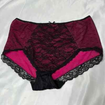 Secret Possessions women's magenta and black lace panties size XL NWOT
