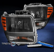 FOR 2007-2011 DODGE NITRO REPLACEMENT BLACK HEADLIGHT LAMP W/BLUE LED DRL SIGNAL