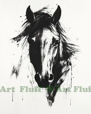 Horse Head Abstract Western AI Digital Image 8x10 Museum Grade Paper Ink T8