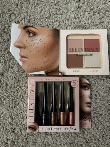 Lots of 2 Ellen Tracy 5 Pk Eyeliner & Blush, Bronzer, Highlighter 4 Shades, New - Picture 2 of 3
