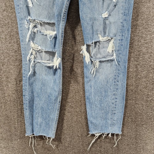 Grlfrnd Womens 'Karolina' Slim Straight High Rise Distressed Jeans Blue Size 26 - Picture 2 of 14