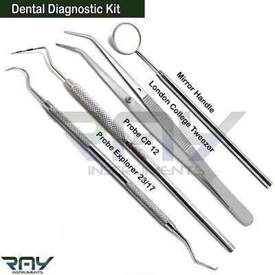 Periodontal Dental Examination Kit Explorers Probe CP 12 Mouth Mirror Tweezer