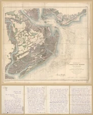 24" x 31" Map of Preliminary Chart of Charleston Harbor and its approaches