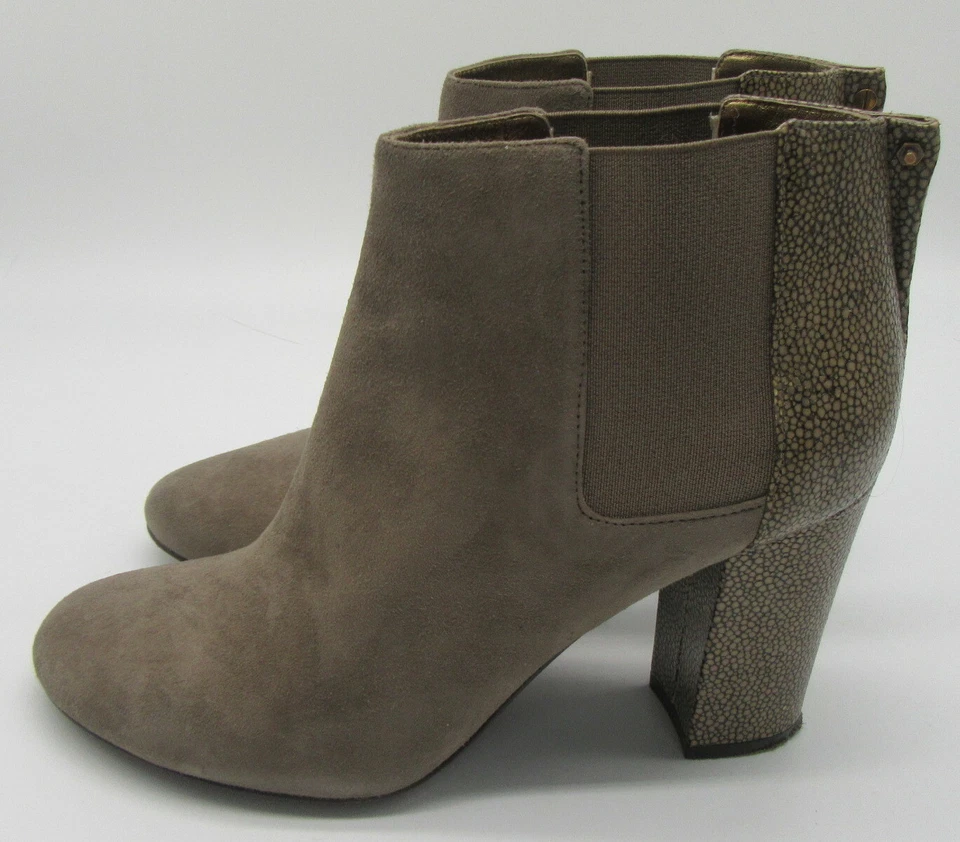 Botines de gamuza gris Lanvin con tacón bloque de cuero granulado talla 38 Foto 3 de 4