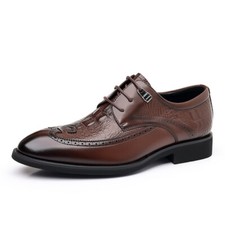 Mens Leather Brogues Smart Casual Lace Up Oxford Work Office Brogue Shoes Size