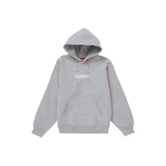 Sweat à capuche logo Supreme Box (FW24) gris bruyère