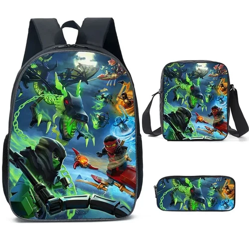 Ninjago Anime 3tlg/Set Rucksack Schüler Schule Umhängetasche Backpack Kinder 2024 - Bild 10 von 33