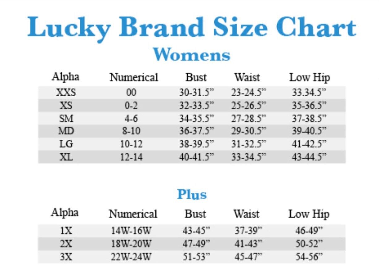 Lucky Brand Size Chart