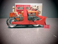 1950  s Marx Tin Wind Up Toy Bulldozer Caterpillar Tractor Sparkling Climbing .OB