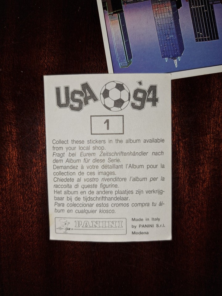 Panini World Cup 1994 USA 94 of 125 stickers with original black back