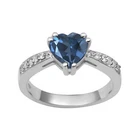 Heart Shape Natural London Blue Topaz 925 Sterling Silver Solitaire Promise Ring